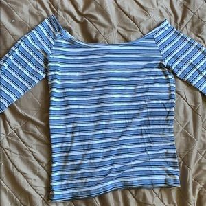 Striped off the shoulder long sleeve